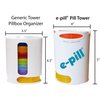 e-Pill Tower Pro - 4 Times a Day x 7 Day Weekly Pill Organizer, Vitamin and Medicine Pill Box - Stackable Pillbox Holder and Pill Cutter