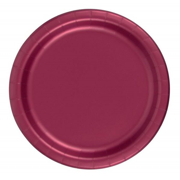 Party Favors Plus 24 Plates 9" Paper Dinner Lunch Plates Wax Coated - Burgundy