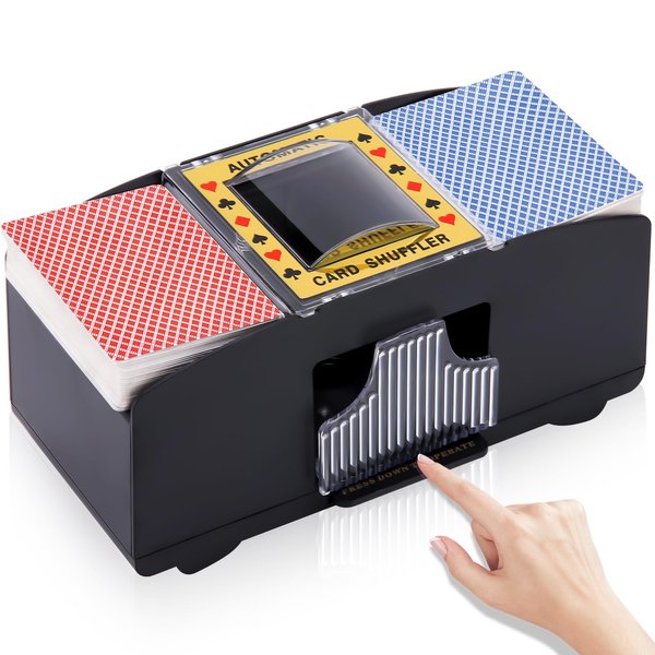 Unniweei Automatic Card Shuffler 1-2 Decks, Electric Battery-Operated Shuffler, Casino Card Game for Poker, Home Card Game, UNO, Phase10, Texas Hold'em, Blackjack, Home Party Club Game