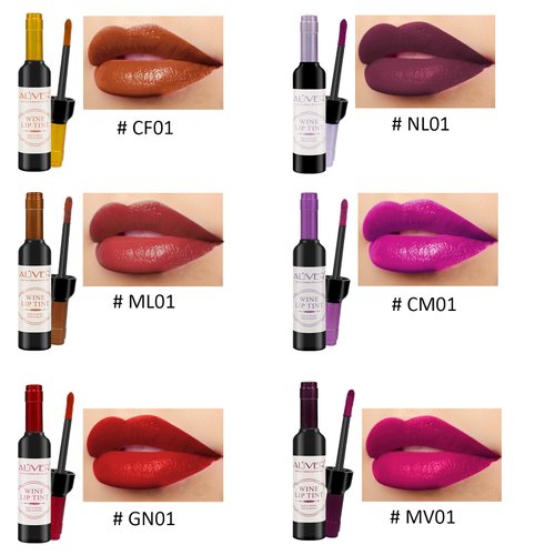 ALIVER Wine Lip Tint 6 Colors/Set, Waterproof Long Lasting Lip Stain, Non stick Cup Lip Gloss, Light