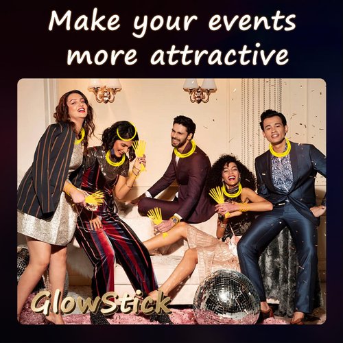 UURM 75 Glow Sticks Bracelets and Necklaces, 8'' Glowsticks Bulk Pack Bright Glow in the Dark Party Supplies for Kids (Yellow)