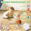 Baby Musical Instruments - Neutral Colors Musical Toys for Toddlers 1-3, Montessori Wooden Percussion Instruments Set with Modern Boho Xylophone Tambourine, Kids Preschool Educational Birthday Gifts