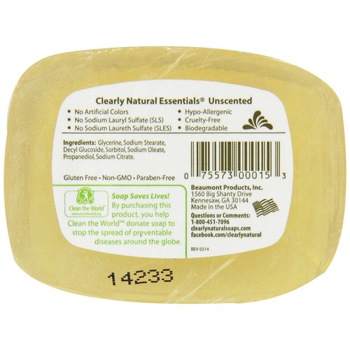 Clearly Natural Glycerine Bar Soap Unscented - 4 oz 4 Pack