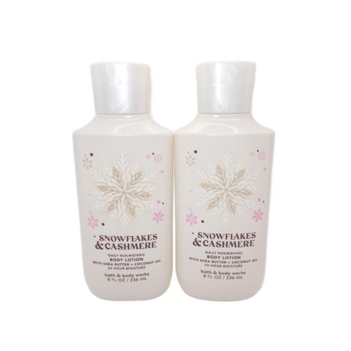 Bath and Body Works Snowflakes & Cashmere Super Smooth Body Lotion Sets Gift For Women 8 Oz -2 Pack (Snowflakes & Cashmere)