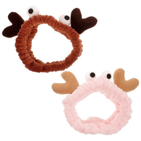 FOMIYES 2pcs Makeup Headband Cosmetic Hair Band Crab Shape Soft Carol Fleece Hairlace Turban Head Wrap for Washing Face Shower Spa