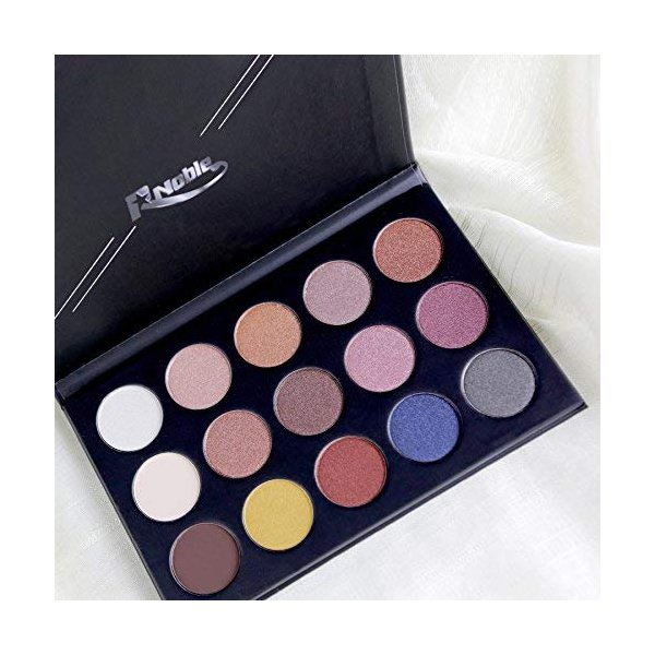 R Noble Eyeshadow Palette, Smoky+ Matte + Glitter + Shimmer + Metallic, Eyeshadow + 15 Color Cosmetic, High Fragmented & Highlighting & Makeup (15 color)