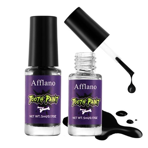 DE'LANCI Tooth Black Paint, Black Tooth Paint Sfx Halloween Makeup, Realistic Black Sfx Tooth Paint Safe, Quick Dry, Rotten Decayed Cruddy Missing Teeth Paint Scary for Dramatic Theater Performance