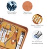 FAMILIFE Manicure Set, Nail Professional Kit Manicure Kit Nail Clipper Set, 13PCS Stainless Steel Nail Care Kit Pedicure Set Mens Grooming Kit, Mens Manicure Set with Brown Leather Travel Case for Men