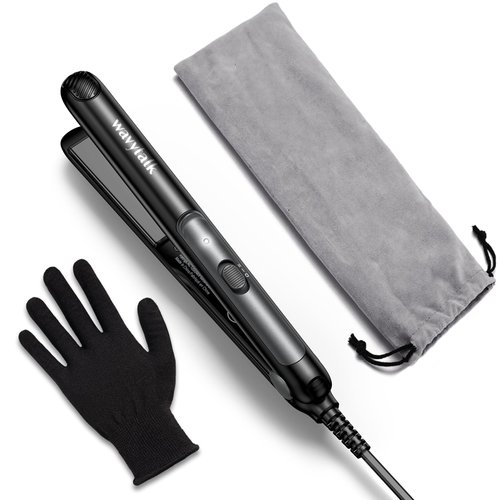 Wavytalk Pro Mini Flat Iron, 350℉/400℉ Temperature Adjustable Mini Hair Straightener - 0.7 Inch Small Flat Irons for Short Hair, Curls Bangs, Travel Flat Iron Dual Voltage, Black