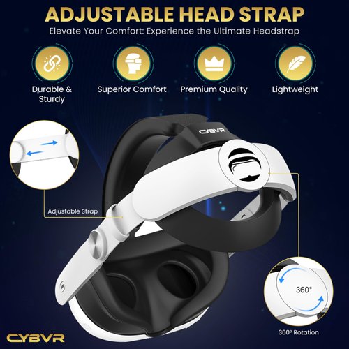 CYBVR Elite Head Strap for the Meta Quest 3, Quest 3 Comfort Headstrap Built with Memory Foam, Battery Pack Compatible(Sold Separately), Meta Quest 3 Accessories for Comfort, 60° Hinge and Adjustable