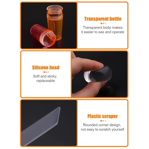 2PCS French Tip Nail Stamp EBANKU French Nail Stamper Silicone Jelly Stamper for Nails with Scraper Nail Art Stamping Stamper Kit French Tip Image Plate Manicure Print Tools