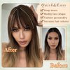 KPROYU Human Hair Toppers For Women Real Human Hair 3D French Bangs Hair Clip(6 * 8) 360° Cover Clip In Bangs Real Human Hair (Natural Black) Hair Topper With Bangs Hair Clip Human Hair