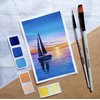Zen Sangam A6 Artists' Expert Watercolor 300GSM 60% Cotton Cold Pressed Glued Sketch Paper Pad - 24 Sheets (48 Pages) - Watercolor Paper - Watercolour Book (Landscape A6)