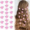 20Pcs Pink Small Flower Hair Clips for Women, Mini Flower Clips for Hair Rose Flower Hair Pins Wedding Hair Accessories for Women Girls