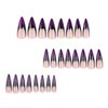 24 Pcs Halloween Nails Stiletto Press on Nails Long Almond Fake Nails Dark Purple RIICFDD False Nails with Bat Pattern Designs Artificial Glossy Full Cover Glue on Nails for Women Girls French Nails