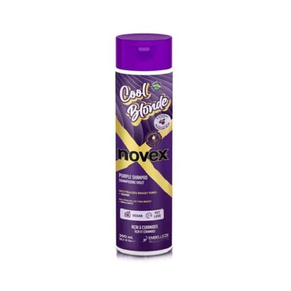 NOVEX Cool Blonde Purple Toning Shampoo 10.1oz/ 300ml - Purple Shampoo Neutralizes, Tones with Acai extract and Ceramides for blonde, silver, bleached, or brassy hair