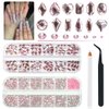 qiipii 3080Pcs Pink Nail Rhinestones 120 Multi Shapes Flatback Rhinestones Big Gems +2960 Light Pink Round Beads K9 Glass Stones Diamonds jewels Crystals for Nails Faces Eyes Makeup Clothes Crafts DIY