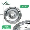 W10196406 and W10196405 Chrome Stove Burner Drip Pan Set for Whirlpool Amana Maytag Magic-Chef Kenmore Electric Range with Locking Slot, Includes 2 6-Inch and 2 8-Inch Drip Bowls