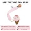 Baby Food Grade Silicone Teether Toy with Pacifier Clip Holder,Teething Pain Relief Toys Gift Set for 3 Months+ Boys and Girls,Freezer Safe,BPA Free (Ice Cream)