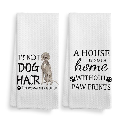 NOQL Weimaraner Towel, Weimaraner Gifts, Weimaraner Dog Kitchen Towels and Dishcloths Set of 2, Weimaraner Dish Towel, Dog Dish Towel Decorative, Dog Hand Towels, 16×24 Inches