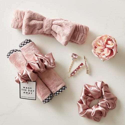 Bella Sleep + Spa Bow Headbands for Skincare Ultra Soft Plush Luxury Spa Headband, One Size, Dusty Rose