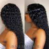 BASEMMAHER 28 Inch Long Curly Deep Wave Lace Front Wigs Synthetic Artificial Human Hair Pre Plucked for Black Women Lace Front Wigs Natural Hairline Human Hair Water Wave Wigs Heat Resistant Wigs