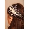 BERYUAN Purple Wedding Hair Comb with Crystal Rhinestone and Pearls, Silver Bride Hair Accessory for Brides
