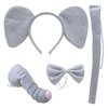 4 Pcs Halloween Elephant Ears Headband Nose Bow Tie Tail Gray Elephant Hair Hoops Women Bowtie Animal Headpiece Hairband Hair Bands Cosplay Dress Up Masquerade Baby Shower Birthday Party Accessories