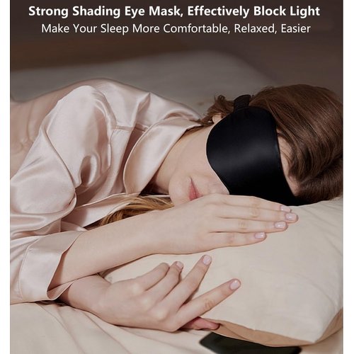 Sleep Mask Silk Eye Mask Sleeping Blindfold for Nap Night Daytime Rest Adjustable Sleep Cover Eye Shade for Women Men, Block Out Light Blackout Elastic Soft Comfort for Travel Yoga Nap (Black)