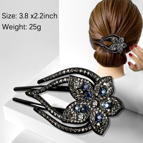 Yusier 4PCS Heart Flower Rhinestone Hair Clip Duck Bill Barrettes Shiny Decorative Hair Clips Hair Accessories for Women (C)