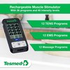 TESMED Trio 6.5: USB-Rechargeable TENS Unit for Pain Relief & EMS Muscle Stimulator, 36 Programs, 40 Intensity Levels, 4 Electrodes - EMS, TENS, and Massage - Ideal for Fitness and Pain Therapy