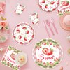 DELICAT 143 PCS Strawberry Party Decorations, Strawberry Birthday Supplies with Paper Plates Napkins Cups Disposable Tablecloth Sweet One Decor Tableware Set for Berry First Party Girl 20 Guests