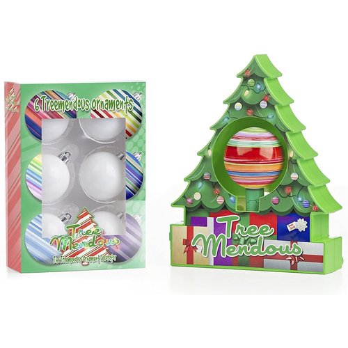 The Treemendous Ornament Decorator - Christmas Tree Ornament Decorating Kit & 6 Pack Ornament Combo Pack - Holiday Arts and Crafts Activity for Kids Ages 3 and Up