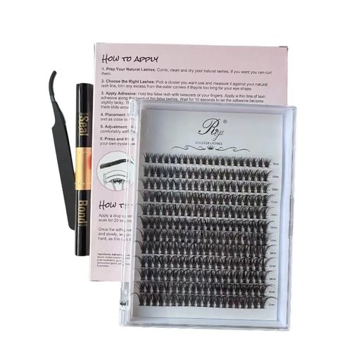Choshim DIY Lash Extensions Cluster Eyelashes 240PCS Individual Lashes 9-16mm Mix Lash Clusters, Lash Bond and Seal, Lash Tweezer for DIY Eyelash Extensions(40D, 0.07D, 9-16MM, KIT)