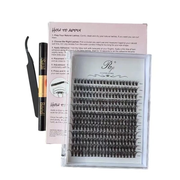 Choshim DIY Lash Extensions Cluster Eyelashes 240PCS Individual Lashes 9-16mm Mix Lash Clusters, Lash Bond and Seal, Lash Tweezer for DIY Eyelash Extensions(40D, 0.07D, 9-16MM, KIT)