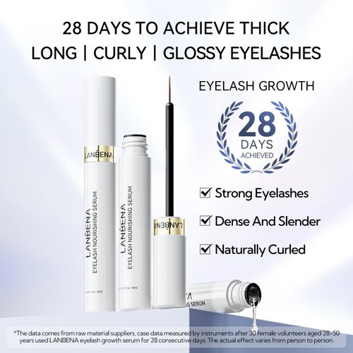 LANBENA Eyelash Growth Serum,Lash Serum for Eyelash Growth,Eyebrow Growth Serum - Natural & Safe Ingredients- 0.15 Fl. Oz