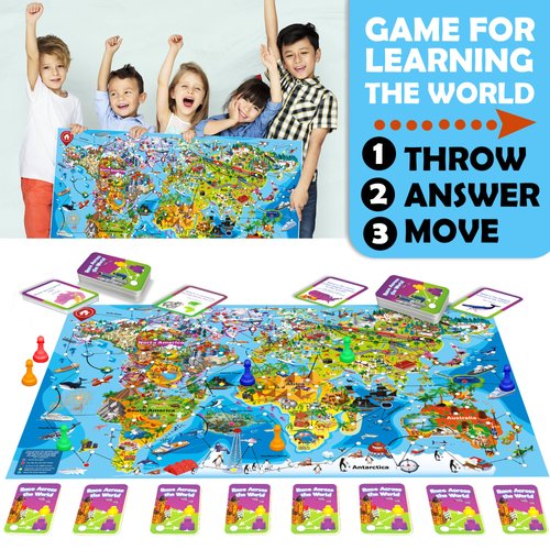 QUOKKA Board Game, 1 to 10 Players | Learning, Educational | Geography, World | 100 Question Cards, Top Facts | Indoor, Outdoor | Kids, Teens, Adults, Family