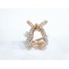 Small mini rose gold oval shaped hair claw clip with pearl and crystals