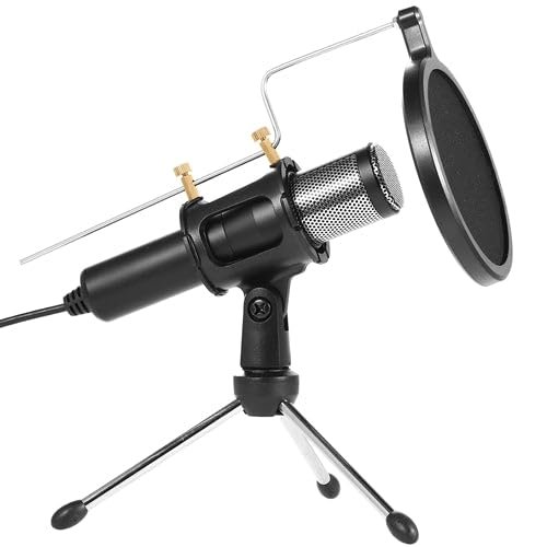 [Pack of 2] Professional Condenser Microphone Studio Recording Cardioid Microphone w/180 Tripods Pop Filter USB Plug for Podcasting Gaming Chatting