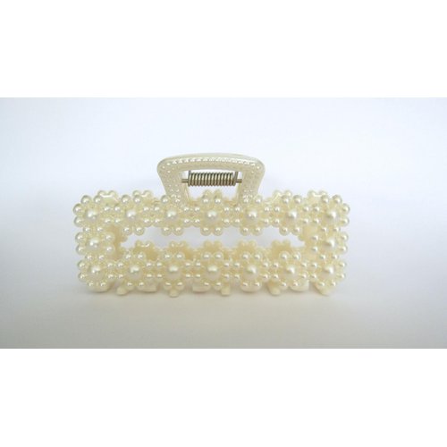 Generic Rectangle flower faux pearl acrylic hair claw clip