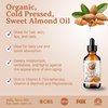 Bella Terra Oils - Organic Sweet Almond Oil 4oz - A Symphony of Vitamin E & Oleic Acid, Pure Cold-Pressed Essence, Luxe Touch for Skin