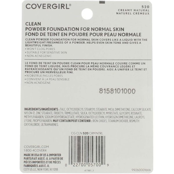 CoverGirl Simply Powder Foundation, Creamy Natural [520] 0.41 oz (Pack of 3)