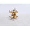 Generic Small mini gold flower metal hair claw clip with faux pearls