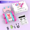 AFUNX RC Stunt Cars, Remote Control Car Double Sided 360° Flip Rotating 4WD 2.4Ghz Rechargeable Car Toy with Headlights For Outdoor & Indoor for 6-12 years old Kids Girls Boys Birthday Xmas Gift, Pink