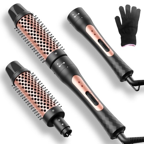 1.5 inch Thermal Brush ，Thermal Brush Blowout，Double PTC Ceramic Tourmaline Ionic Volumizing Brush, 110-240V Travel Curling Iron Curling Comb