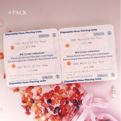 Silver Angel Nose Piercing Kit Gold Color 20G Nose Stud Disposable Self Ear Nose Piercing Gun Kit Safety Painless Body Piercing Kit Tool (4 Pack)