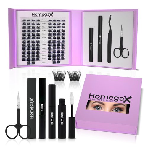 DIY Lash Extension Kit – 100 D Curl Lash Clusters (8-16mm), Bond & Seal Lash Glue, Remover | Easy At-Home False Eyelashes Kit | 3D Natural Look | Long-Lasting, Lightweight Lashes