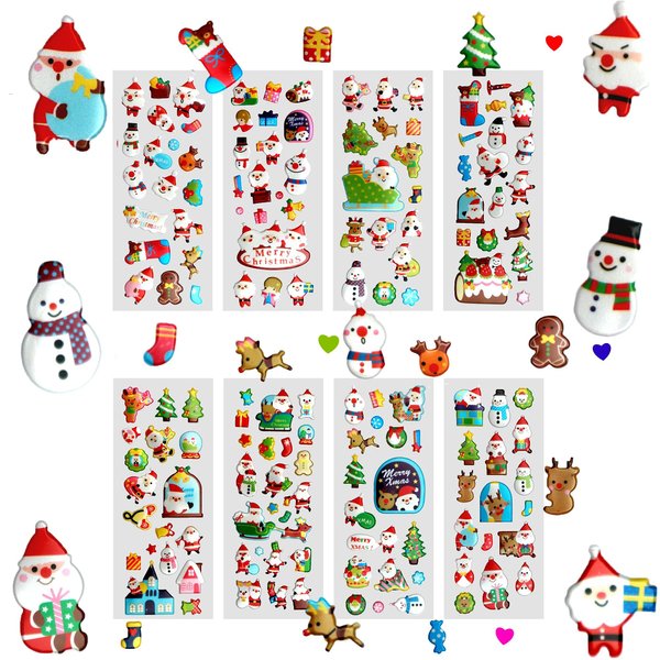 Creammuffin Stickers Party Supplies Kits for Toddlers, Children 3D Puffy Christmas Stickers
