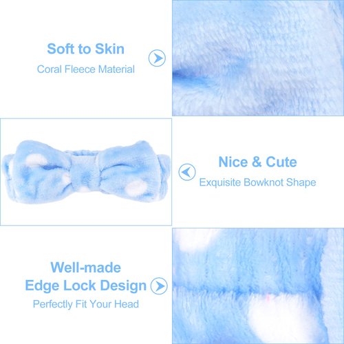 Ondder 8 Pcs Polka Dot Spa Makeup Headband Skincare Headbands Terry Cloth Face Wash Headband Cute Head Band for Skin Care Make Up Headbands for Women Makeup Bow Hair Band for Washing Face