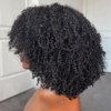 YOUNG BEAUTY Afro Kinky Curly Wig with bangs Glueless Scalp Top Full Machine Made Human Hair Wigs for Black Women 200Density Kinky Curly Brazilian Human Hair Wig 14inch Natural Color